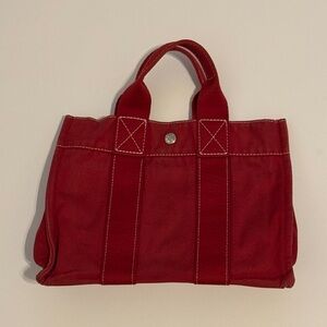 Hermès Deauville PM tote bag in red canvas